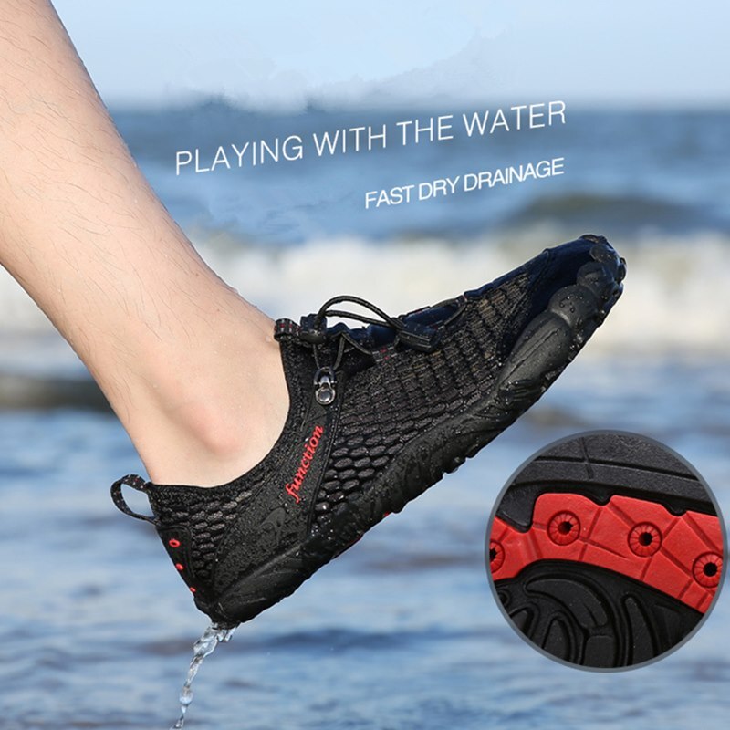 Men Water Shoes Upstream Sneakers Outdoor Hiking Fishing Aqua Beach Shoes Seaside Barefoot Sports Gym Shoes Breathable Plus Size