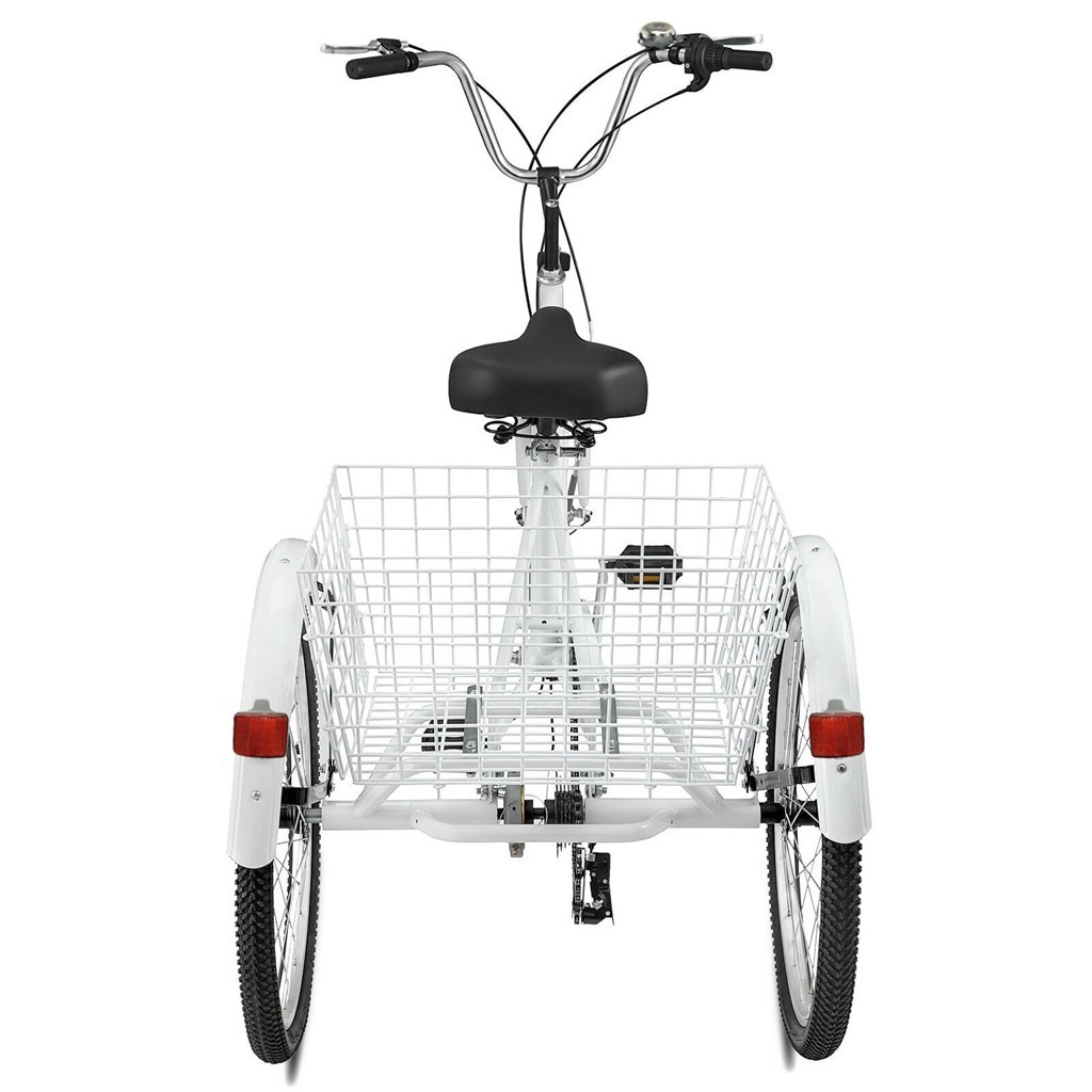 New Three Wheel Bike Spot Elderly Manpower Bycle Adult Tricycle 1/7 Speed 3-wheel Adult Pedal Tricycle Vegetable Basket Bicycle