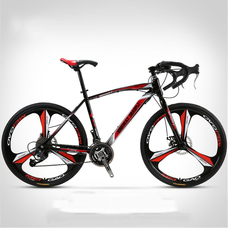 Road Bike Bicycle Bending Handle Fixed Gear Three Knife One Wheel 26 Inch Speed Double Disc Brakes Adult of Men and Women