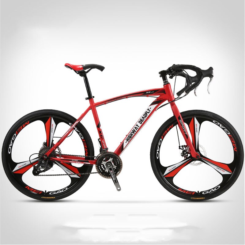 Road Bike Bicycle Bending Handle Fixed Gear Three Knife One Wheel 26 Inch Speed Double Disc Brakes Adult of Men and Women