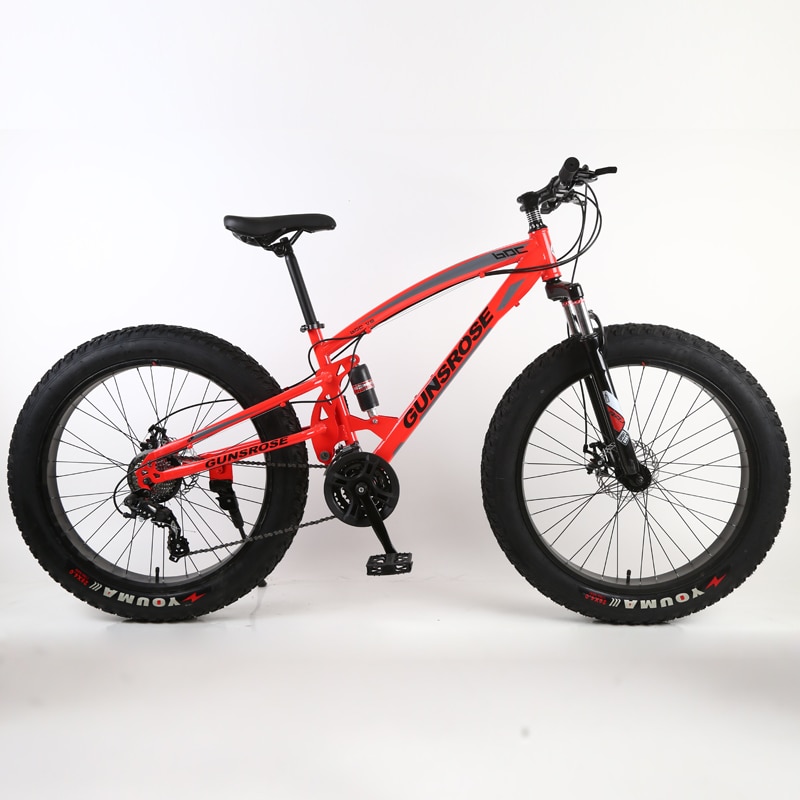 4.0 fat bike Mountain bike Double disc brake beach bicycle snow bike light high carbon steel 24/26 inch mountain bicycle