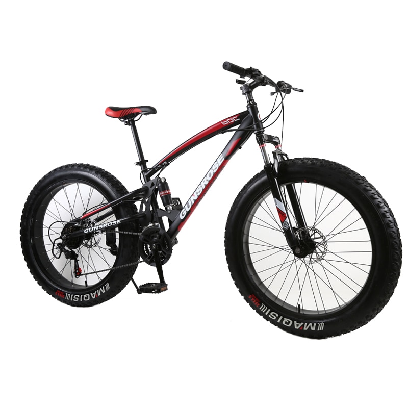 4.0 fat bike Mountain bike Double disc brake beach bicycle snow bike light high carbon steel 24/26 inch mountain bicycle