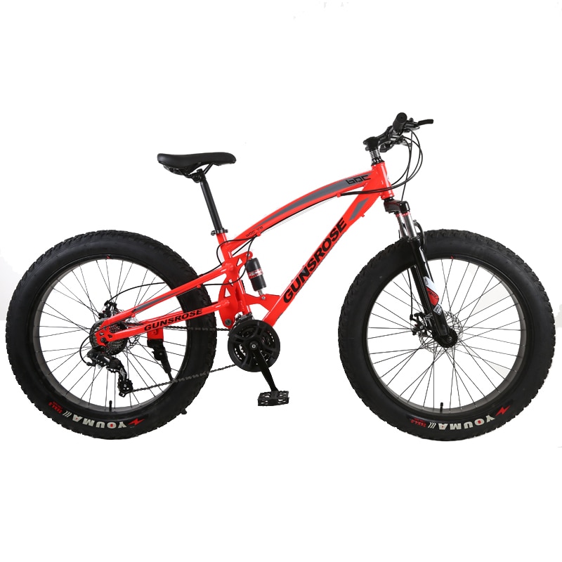 4.0 fat bike Mountain bike Double disc brake beach bicycle snow bike light high carbon steel 24/26 inch mountain bicycle