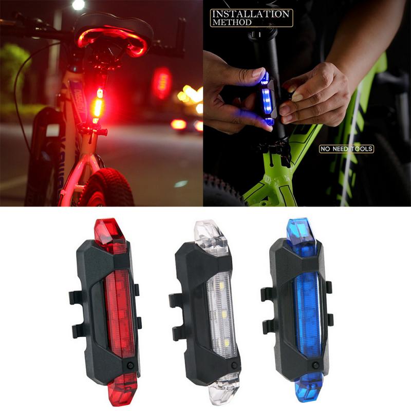 Bike Light Waterproof Rear Tail Light LED USB Rechargeable Mountain Bike Cycling Light Taillamp Safety Warning Light