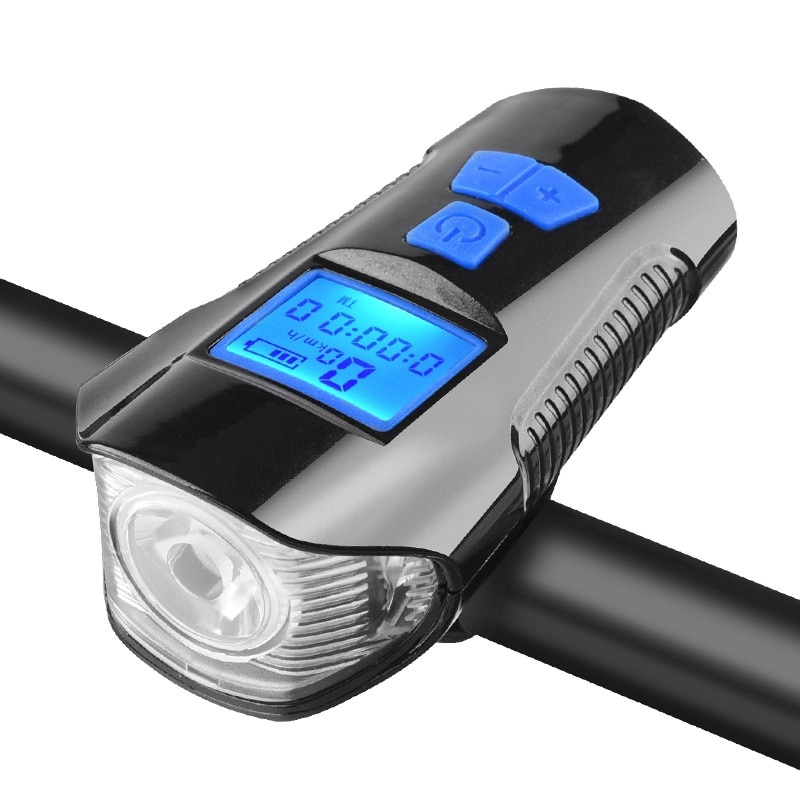 Bike Light Front USB Horn Speed Meter Charging Bike Bicycle Light Flashlight Handlebar Cycling Head LED Lights Bike Accessories