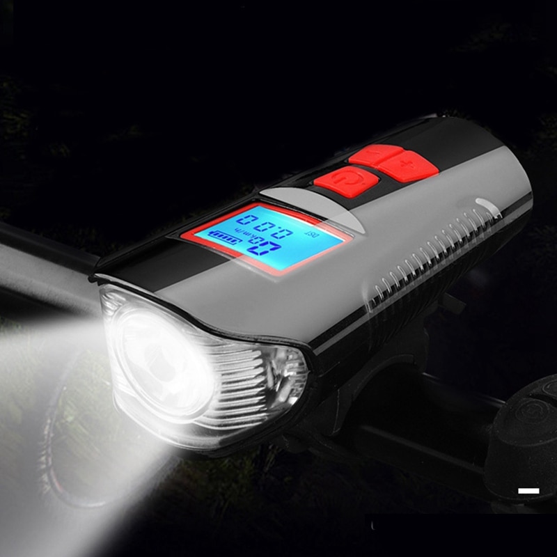 Bike Light Front USB Horn Speed Meter Charging Bike Bicycle Light Flashlight Handlebar Cycling Head LED Lights Bike Accessories