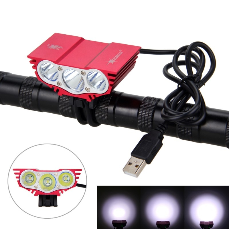 Waterproof  3XT6 LED Bicycle Light Front Bike Head Light Night Cycling Lamp 5V USB Headlamp Only Lamp No Battery