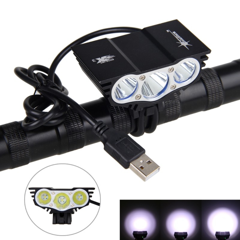 Waterproof  3XT6 LED Bicycle Light Front Bike Head Light Night Cycling Lamp 5V USB Headlamp Only Lamp No Battery