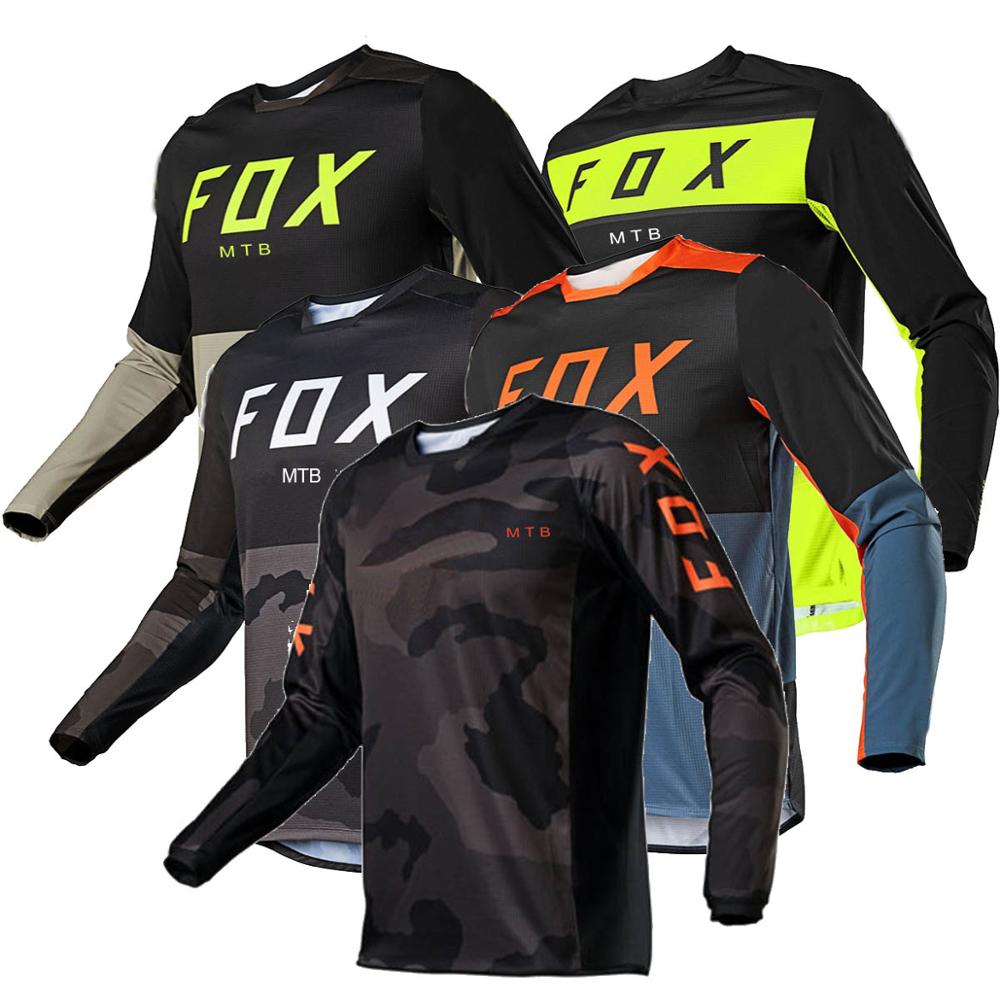 Motorcycle Mountain Bike Team Downhill MTB Jersey Offroad DH MX Bicycle Moto Shirt Cross Country Motocross Shirts FoxMTB Jersey
