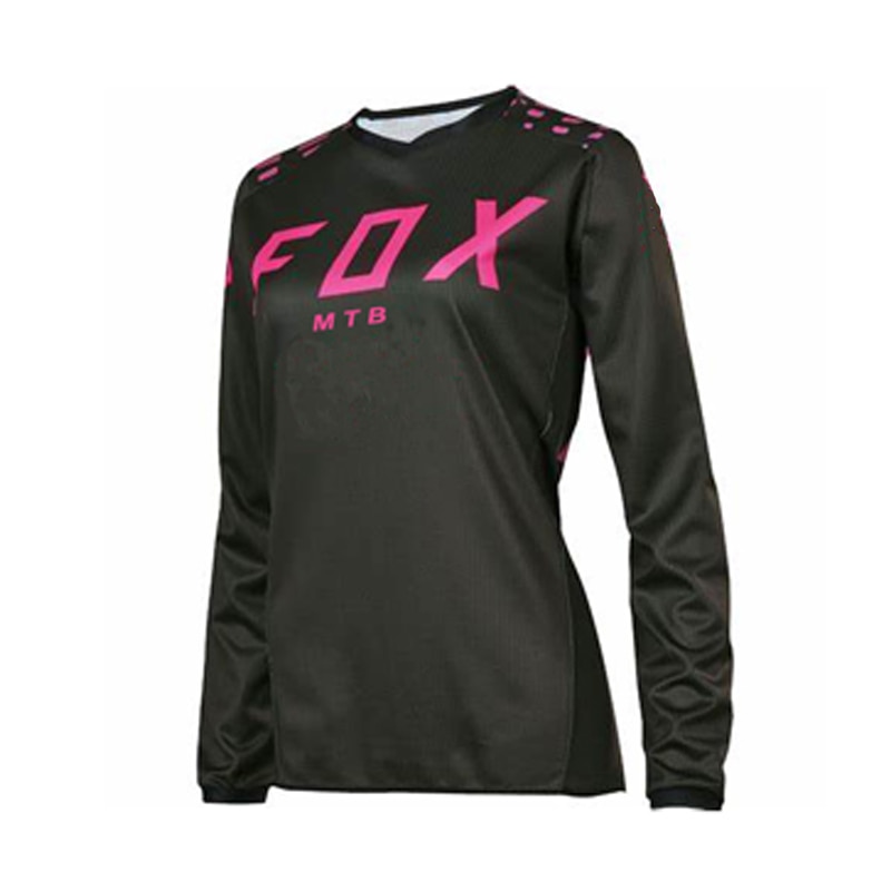 2020 Pink Downhill Jersey FOXMTB Jersey Motocross MTB Shirt Bike Jersey Women Long Sleeve Cycling T-shirt Ladies Racing Clothing