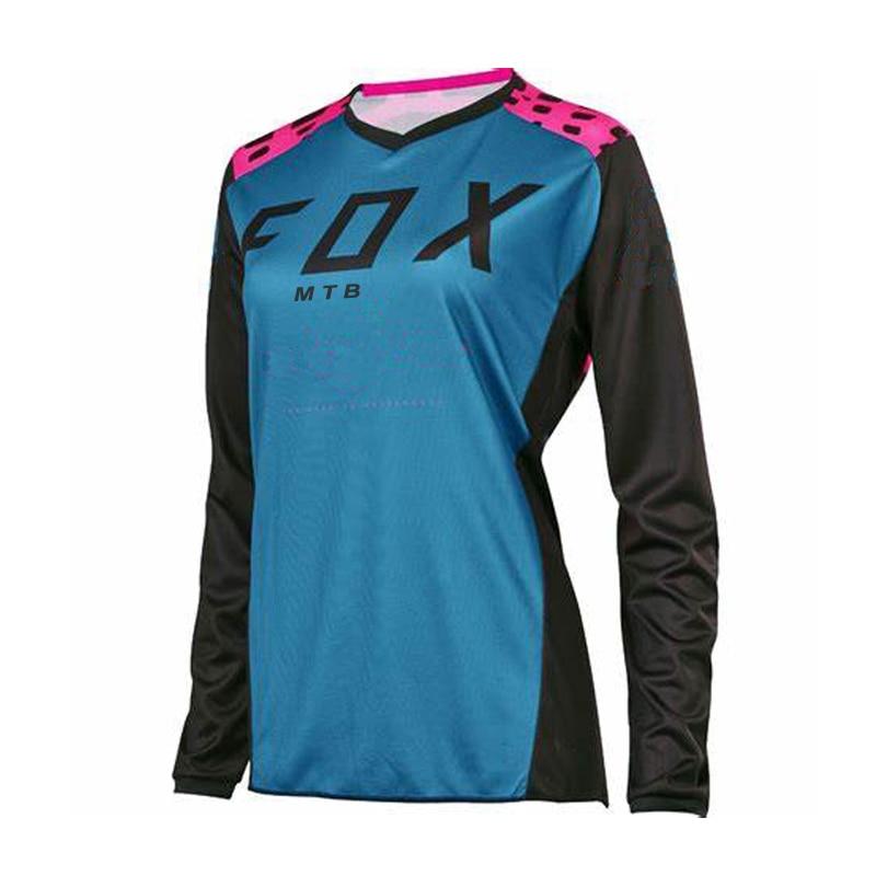 2020 Pink Downhill Jersey FOXMTB Jersey Motocross MTB Shirt Bike Jersey Women Long Sleeve Cycling T-shirt Ladies Racing Clothing