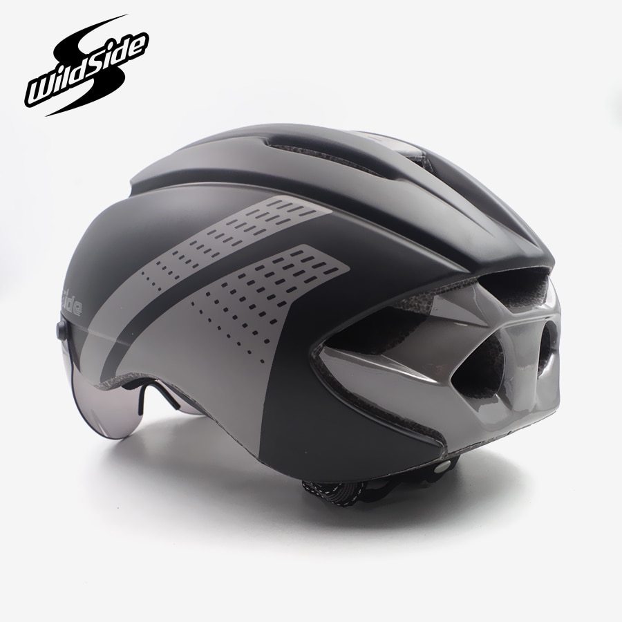 Aero helmet tt time trial cycling helmet for men women goggles race road bike helmet with lens Casco Ciclismo bicycle equipment