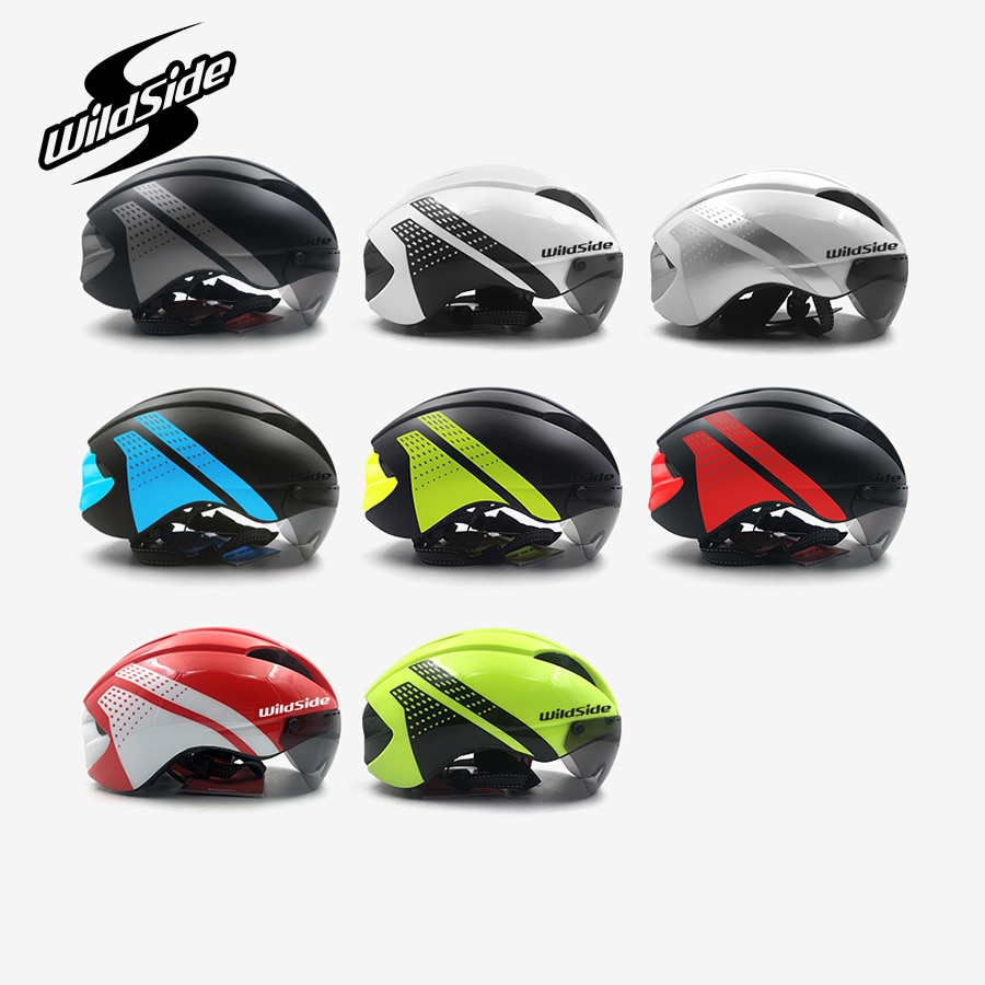 Aero helmet tt time trial cycling helmet for men women goggles race road bike helmet with lens Casco Ciclismo bicycle equipment