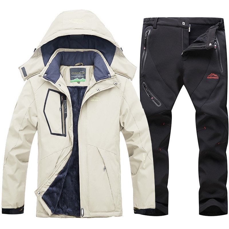 Ski Suit for Men Windproof Waterproof Warm Thicken plus velvet Jackets and Pants Male Winter Mountain Skiing Snowboarding Coats