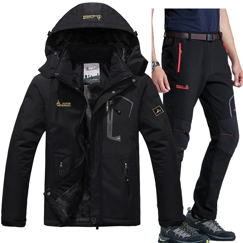 Winter Ski Jacket suits Men Waterproof Fleece Snow Jacket Thermal Warm Coat Outdoor Mountain Skiing Snowboard Jacket Pants suits