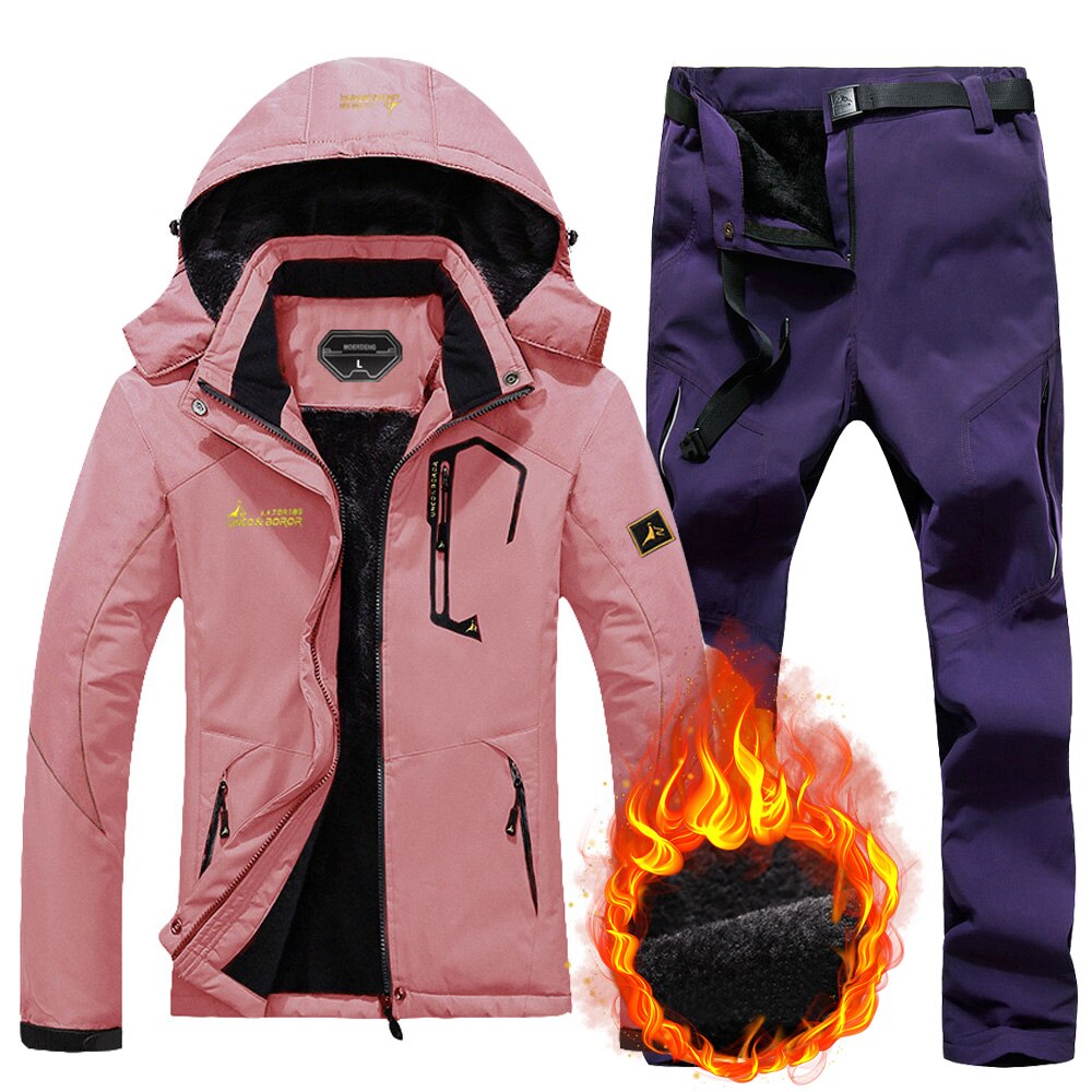 Women's Ski Suit Winter Thermal Warm Jacket Pants Set Windproof Waterproof Snowboarding Female Skiing Suits Snow Coat