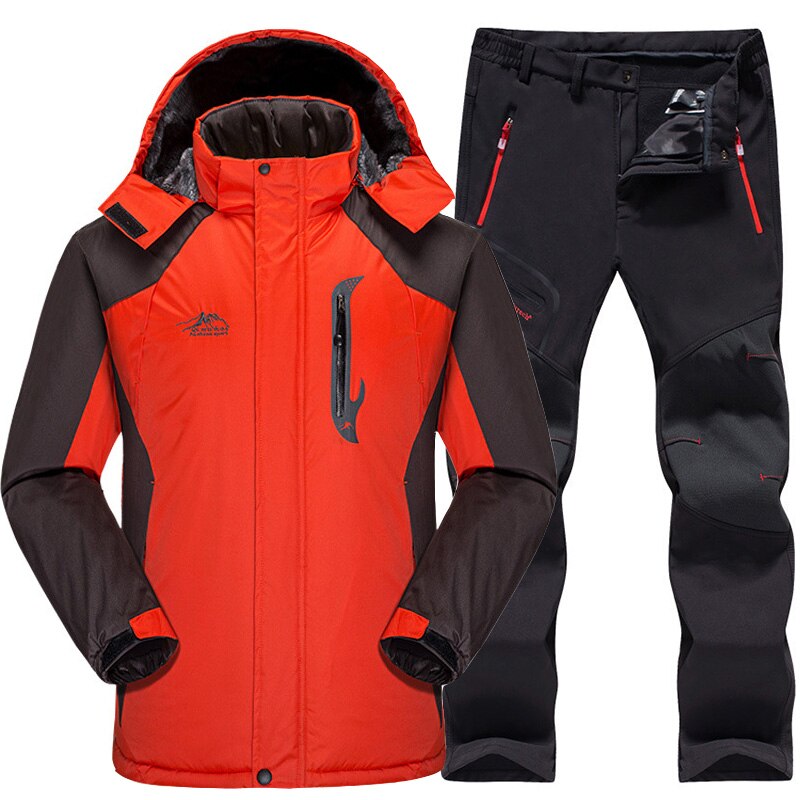 Ski Suit Men Waterproof Thermal Snowboard Fleece Jacket + Pants Male Mountain skiing and snowboarding Winter Snow Clothes Set