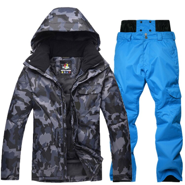 New Mens Camouflage Ski Suit Waterproof Breathable Snowboard Jacket Winter Snow Pants Suits Male Skiing and Snowboarding Sets