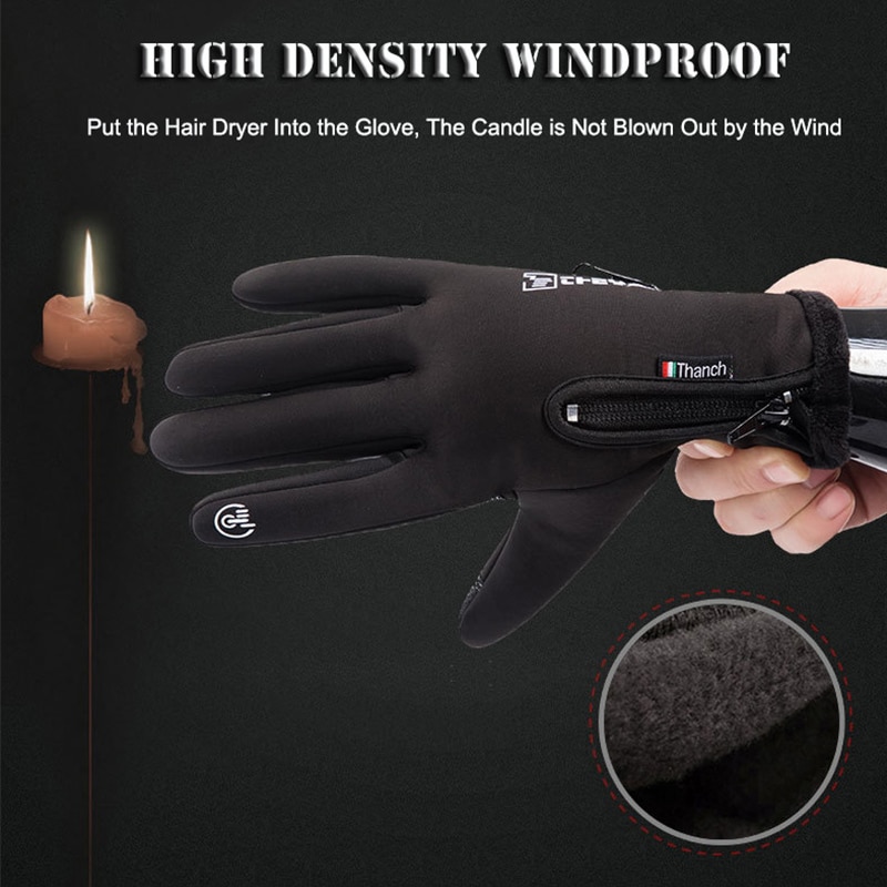 Cold-proof Ski Gloves Waterproof Winter Gloves Cycling Fluff Warm Gloves For Touchscreen Cold Weather Windproof Anti Slip