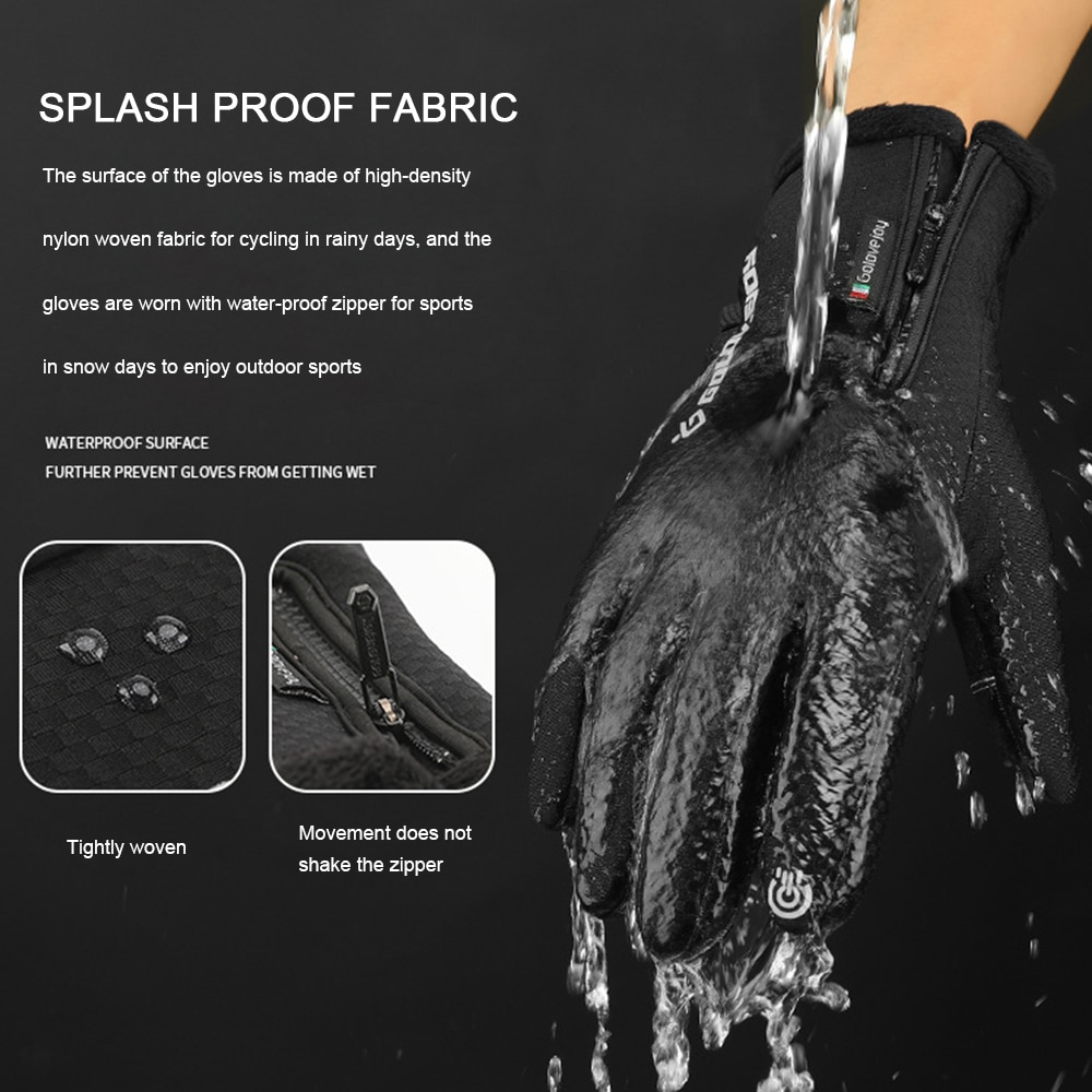 Cold-proof Ski Gloves Waterproof Winter Cycling Gloves Fluff Warm Gloves For Touchscreen Cold Weather Anti Slip Outdoor Sports