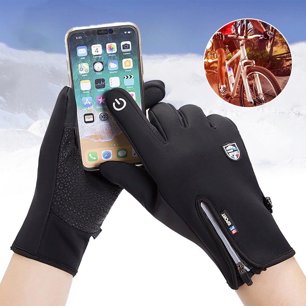 Cold-proof Ski Gloves Waterproof Winter Cycling Gloves Fluff Warm Gloves For Touchscreen Cold Weather Anti Slip Outdoor Sports