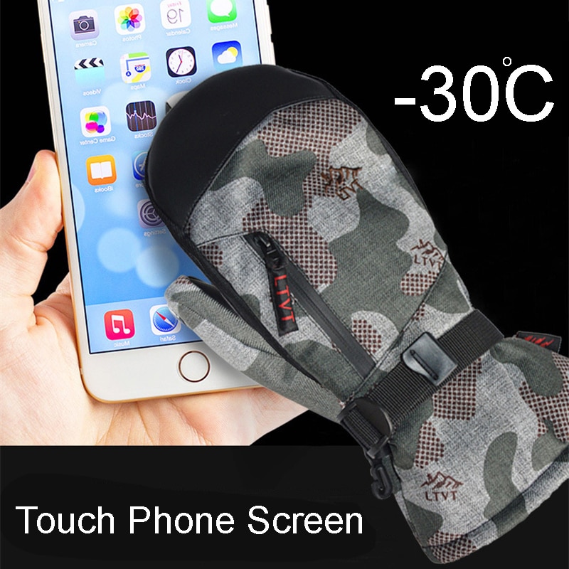 High quality -30 Winter Warm Professional Snowboard Ski Gloves Waterproof Touch Phone Screen Thermal Mittens Skiing snowmobile 2