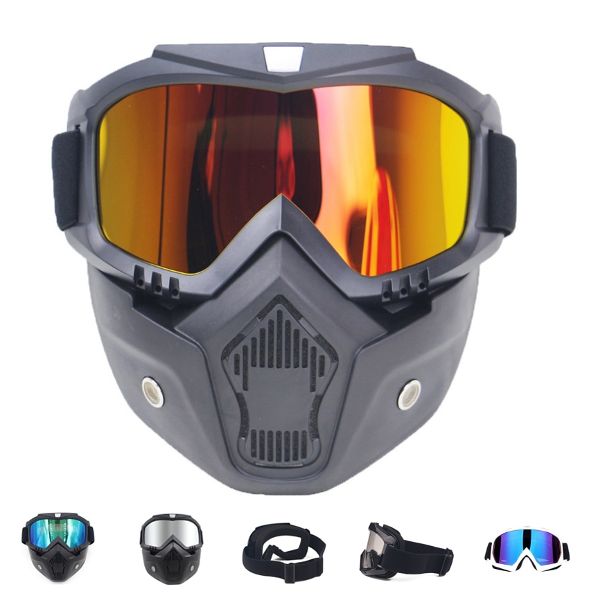 Men Women Ski Snowboard Mask Snowmobile Skiing Goggles Windproof Motocross Protective Glasses Safety Goggles with Mouth Filter