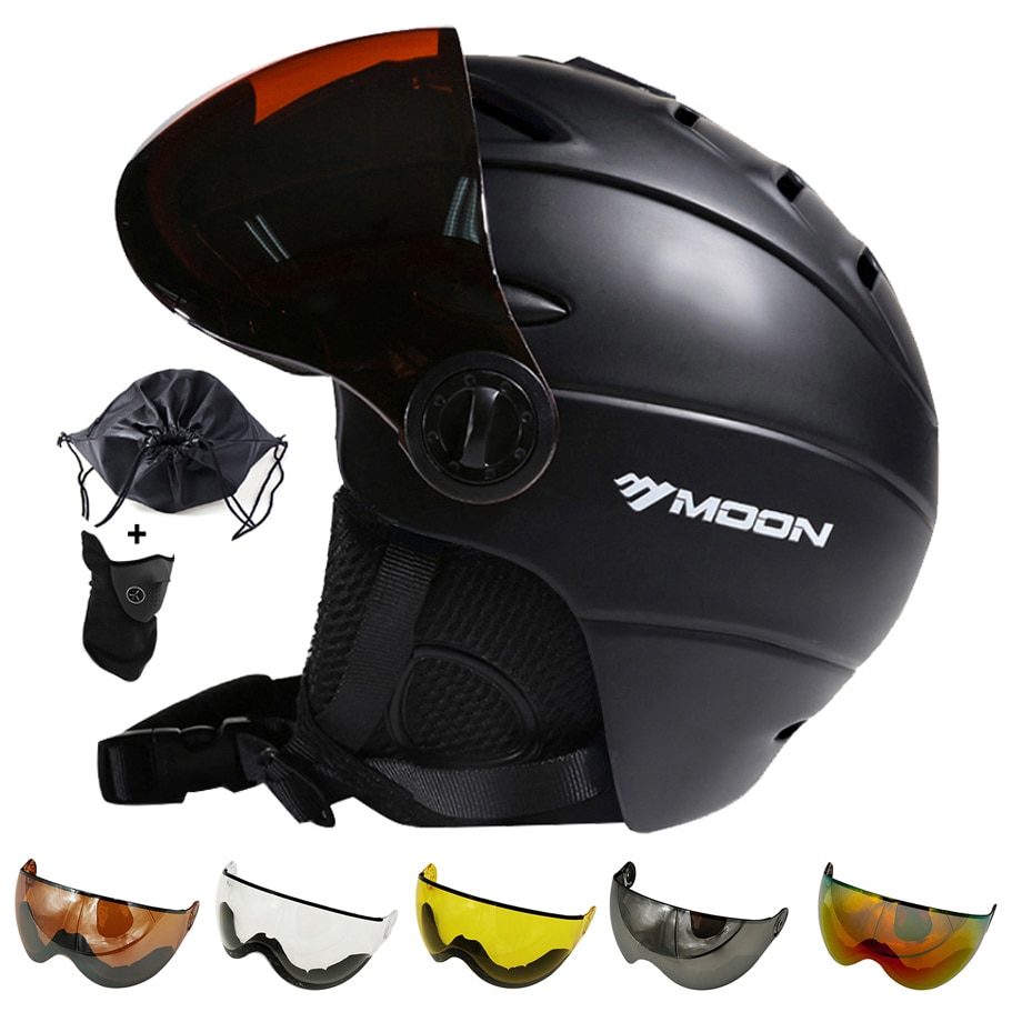 MOON Skiing Helmet Winter Outdoor Sports Men Women Ski Helmets Skiing Snowboard Snow Skateboard Helmet With Goggles Glasse Visor