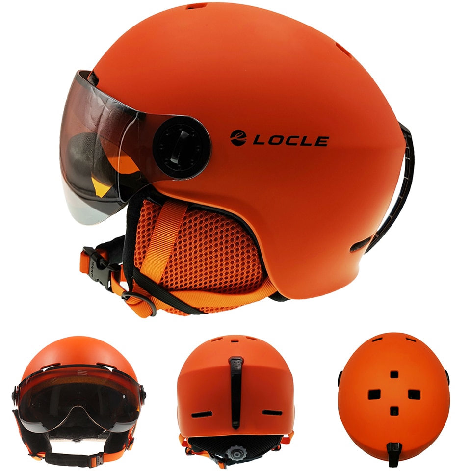 LOCLE Ski Helmet With Goggles Integrally-molded Winter Sports Snowmobile Helmet Skiing Helmet Ski Snowboard Helmet With Visor