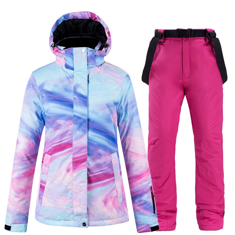 New Color Thick Warm Ski Suit Women's Windproof Waterproof Outdoor Snow Jackets And Pants Ski Suit And Snowboard Wear Brand