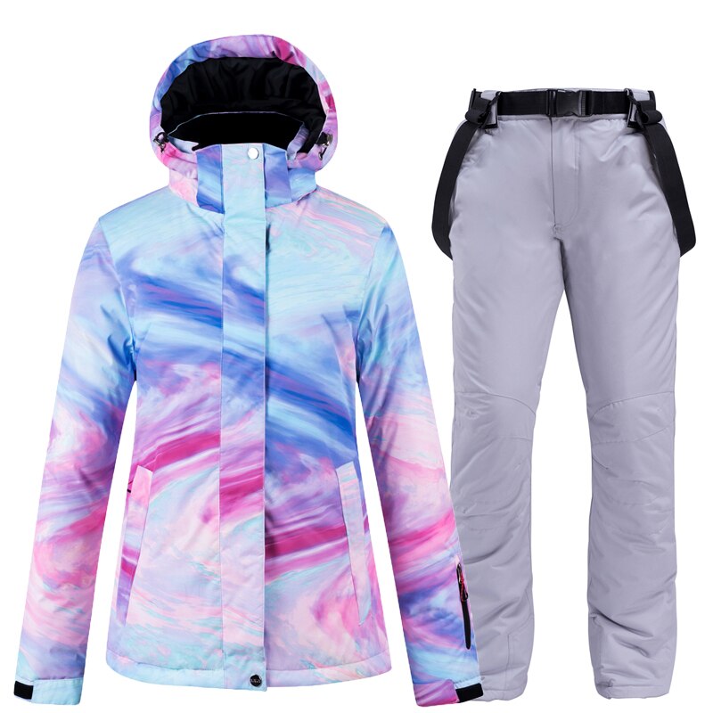 New Color Thick Warm Ski Suit Women's Windproof Waterproof Outdoor Snow Jackets And Pants Ski Suit And Snowboard Wear Brand