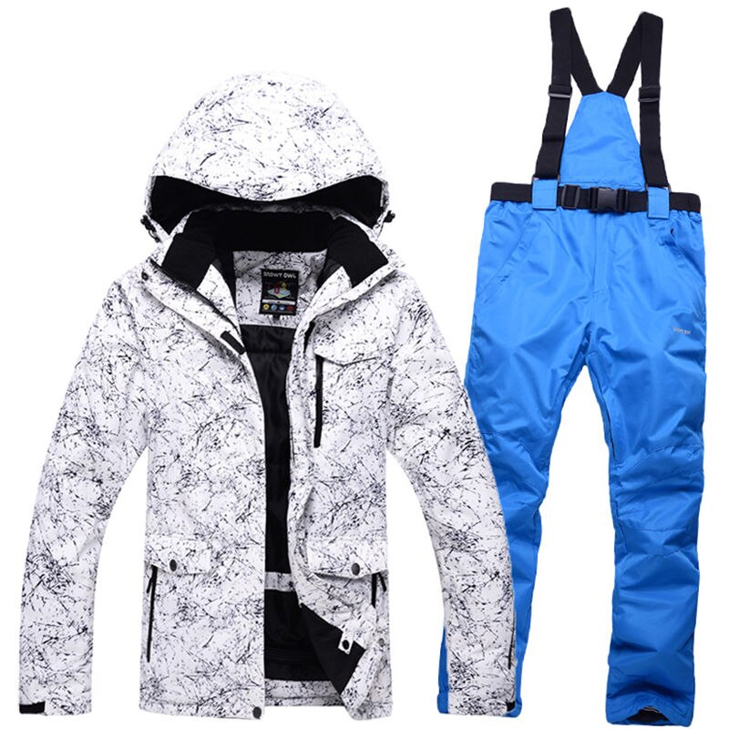 Winter professional outdoor Men and Women ski suit windproof waterproof mountaineering jacket + warm ski pants large size S-XXXL