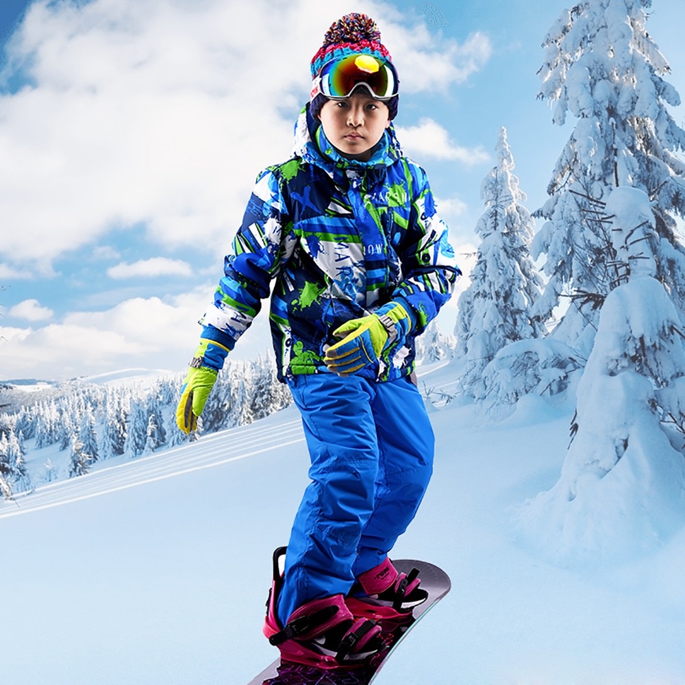 Goexplore Ski Suit For Girls 110-160 Baby kids Waterproof Windproof Warm Winter Jumpsuit Sport Snow Set Snowboarding Suits Boys