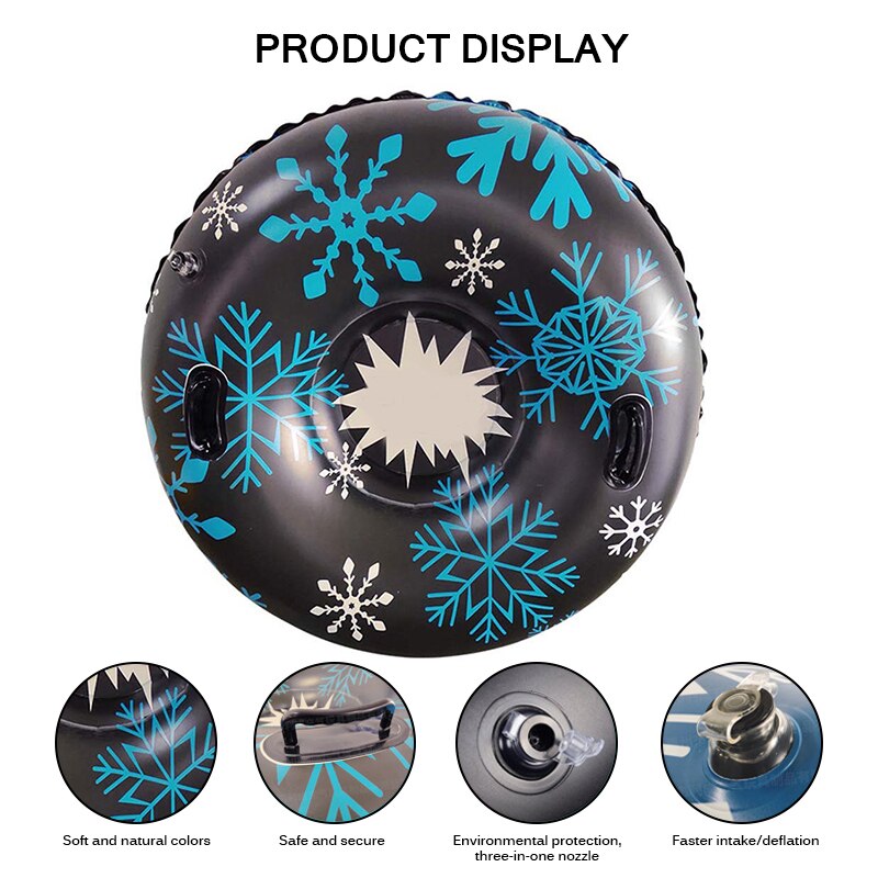 Snow Tube Inflatable Winter Ski Circle Floated Skiing Board PVC With Handle Durable Outdoor Snow Tube Skiing Accessories