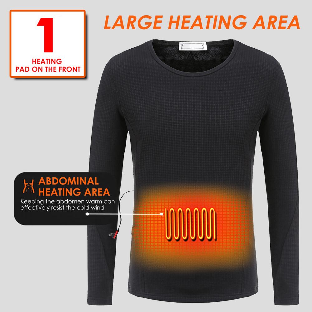 2020 Men Women USB Electric Heated Thermal Long Sleeve 5 Areas Insulated Heating Underwear Washable Winter Skiing Warm Clothes